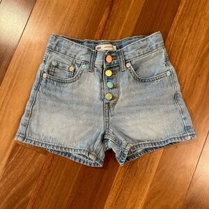 Levi’s Girls Sz 7 High Rise Short - Jean Shorts Button/Snap Fly - Like New!
